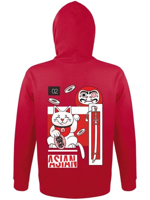 wewe - φούτερ με κουκούλα & τσέπες ASIAN 02 -RED -Πίσω όψη