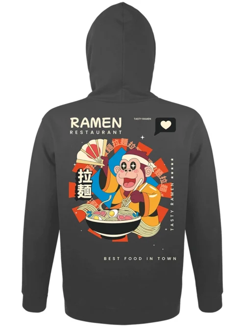 wewe - φούτερ με κουκούλα & τσέπες RAMEN RESTAURANT -DARK GREY -Πίσω όψη